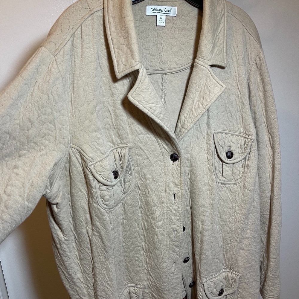 Beige Coldwater Creek Quilted Jacket, Size 2X